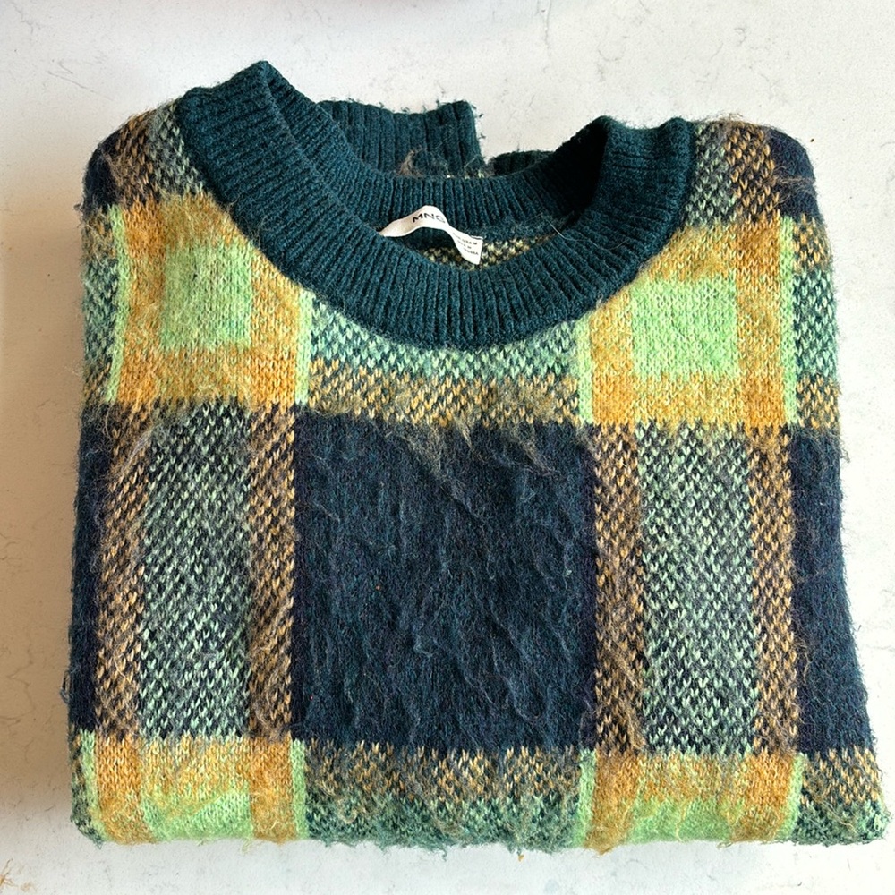 Mango Wool Plaid Sweater